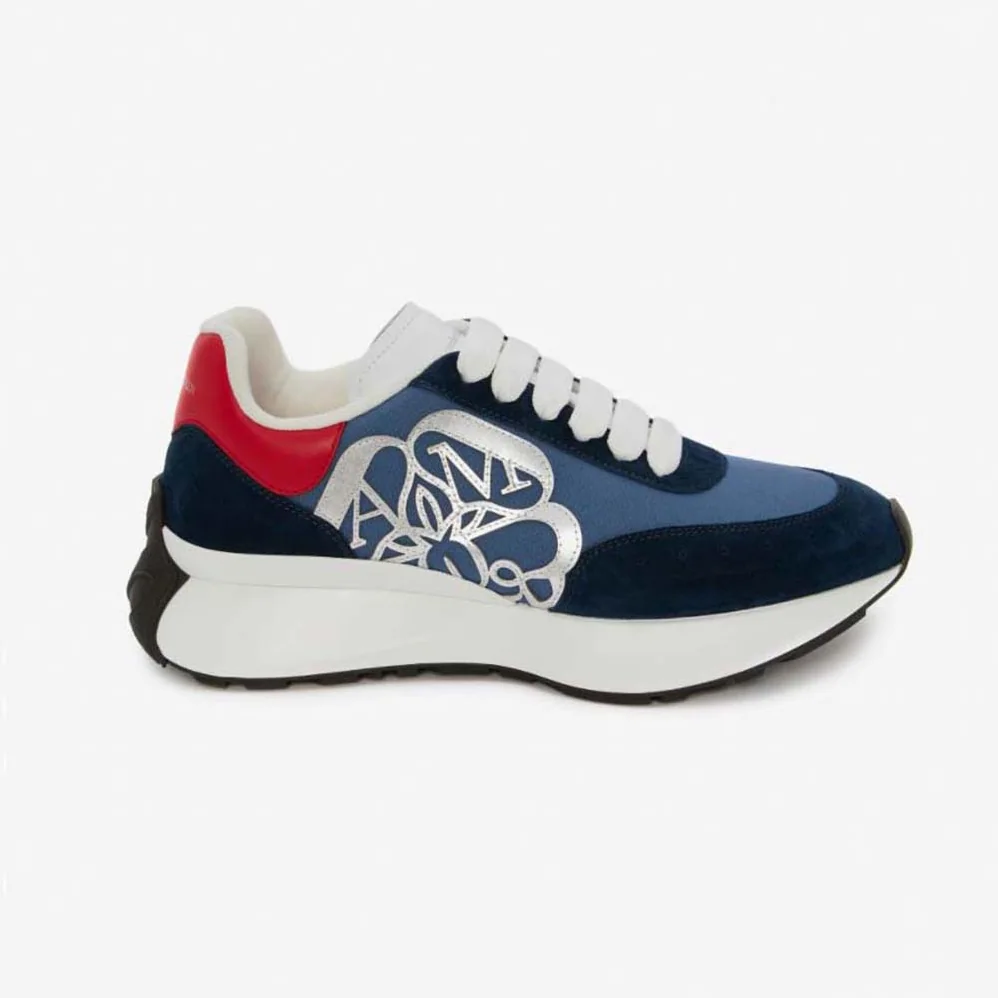Alexander Mcqueen Sprint Runner in Calf Leather for Unisex in Blue Alexander Mcqueen Sprint Runner in Calf Leather for Unisex in Blue