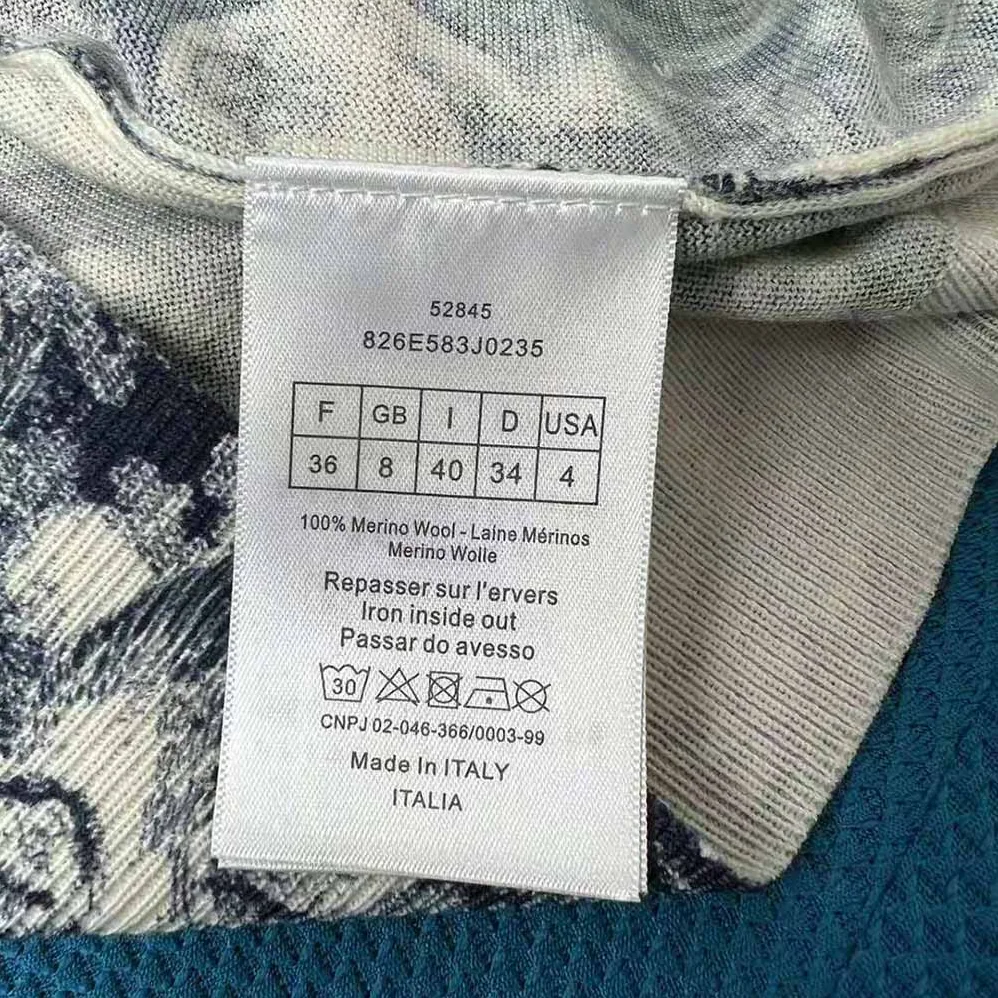 Dior T-shirt Navy Blue Toile de Jouy Cotton and Linen Jersey for Women