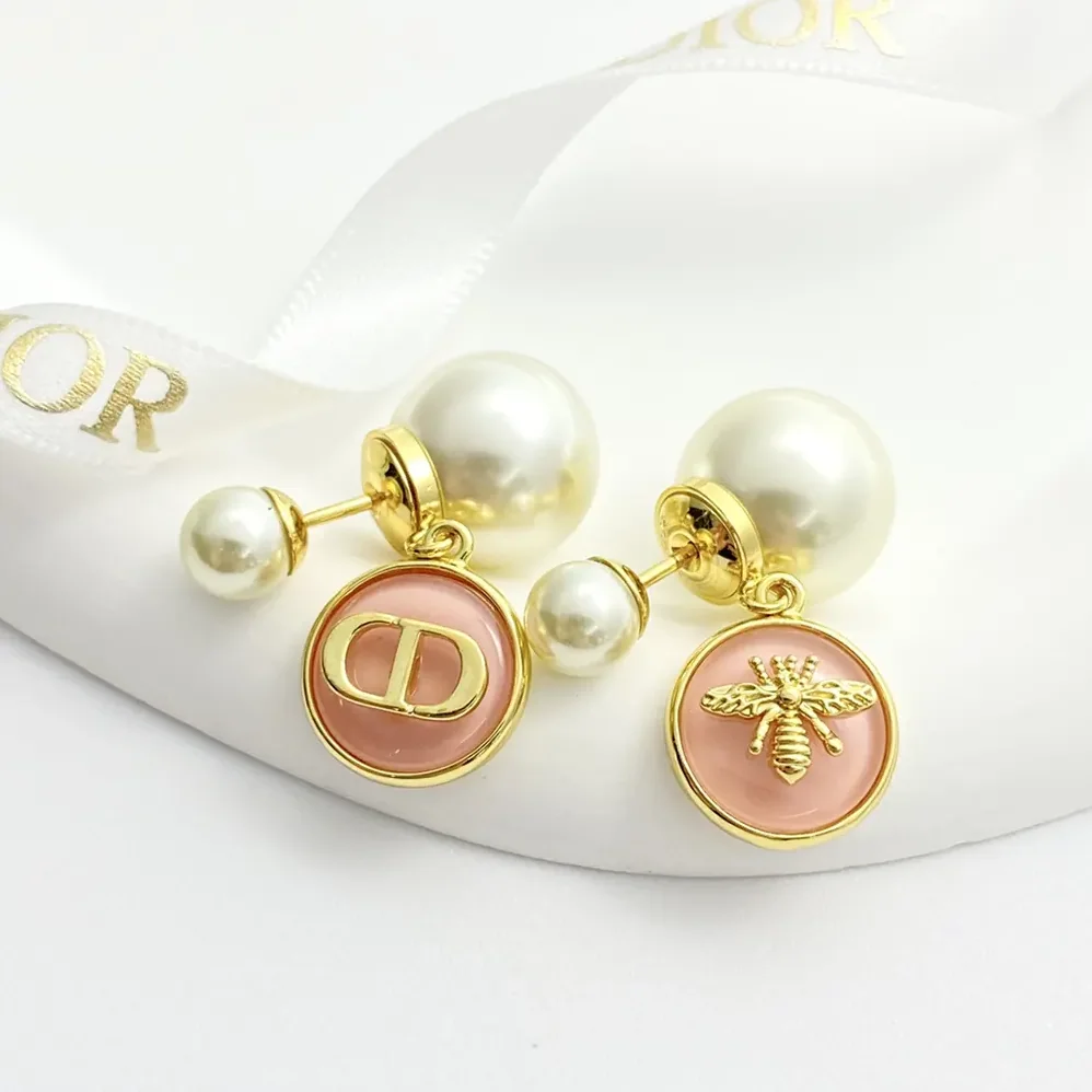 Dior Tribales Earrings Gold-Finish Metal with Hydrangea Pink Transparent Resin for Women Dior Tribales Earrings Gold-Finish Metal with Hydrangea Pink Transparent Resin for Women