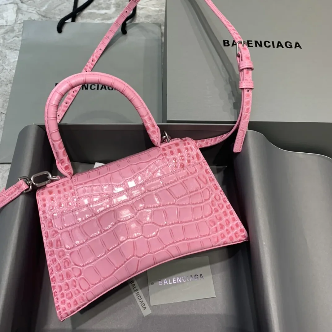 Balenciaga Hourglass Small Handbag In Dark Pink Balenciaga Hourglass Small Handbag In Dark Pink