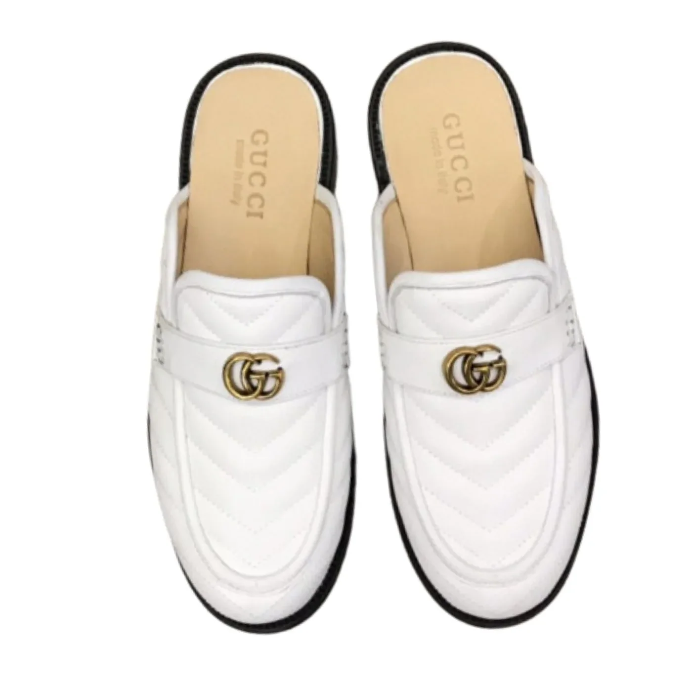 Gucci Slipper With Interlocking G White Gucci Slipper With Interlocking G White