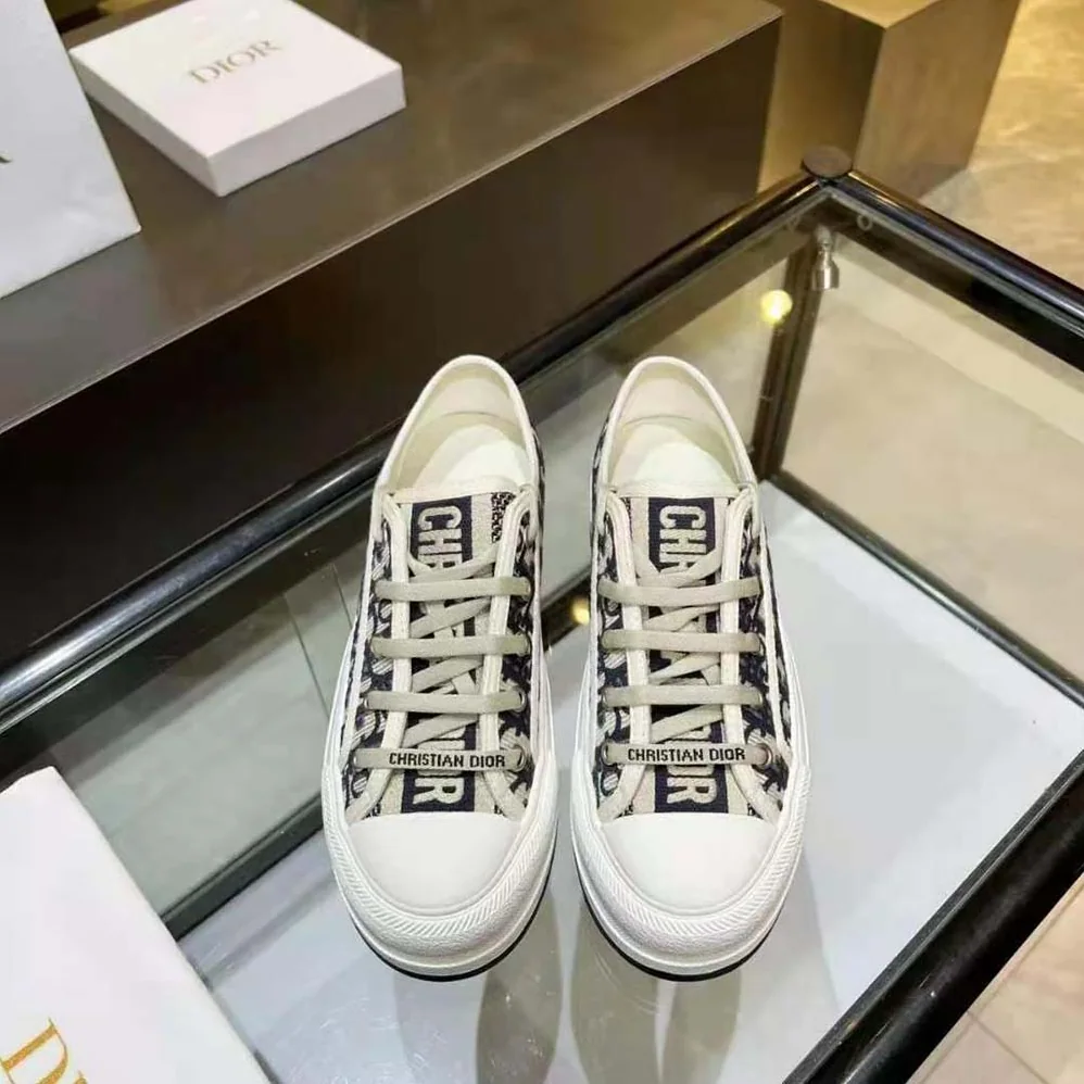 Dior Walk'N'Dior Platform Sneaker Deep Blue Dior Oblique Embroidered Cotton for Women