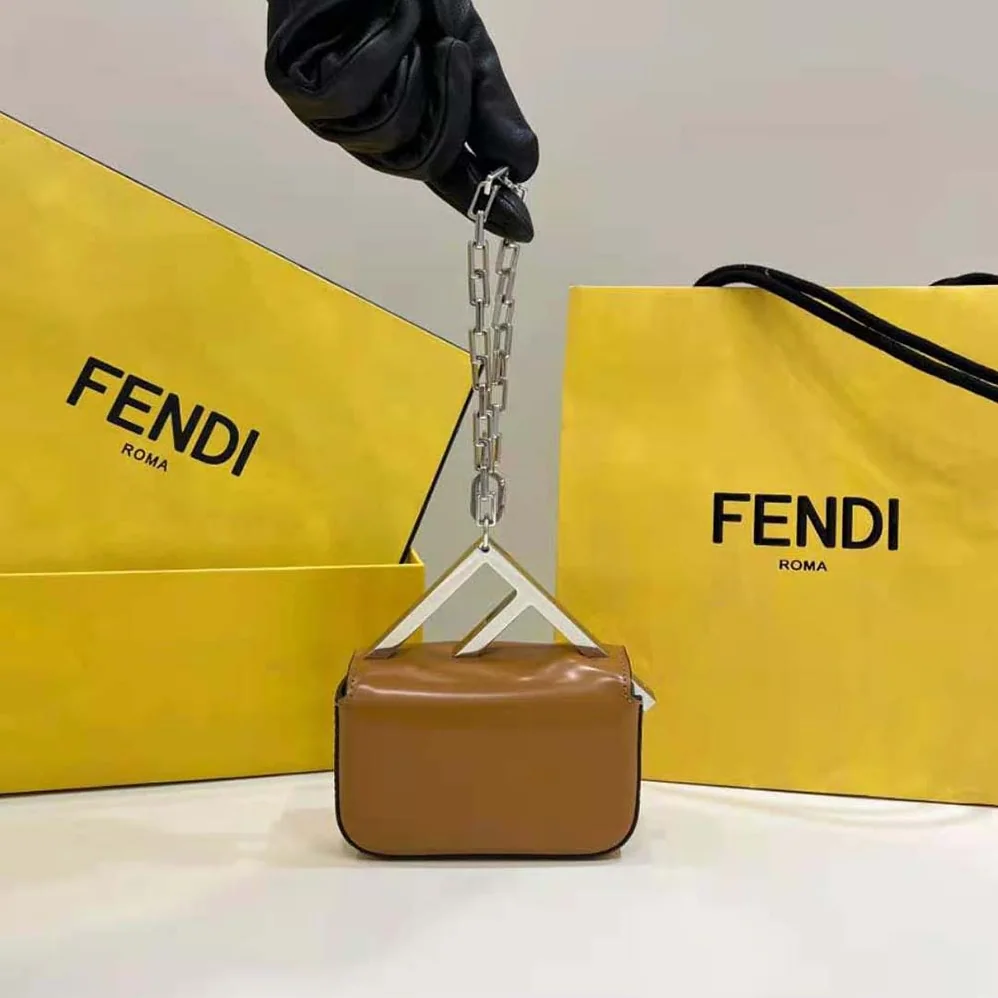 Fendi Nano Bag F Brown Leather Mini for Women in Bag Fendi Nano Bag F Brown Leather Mini for Women in Bag
