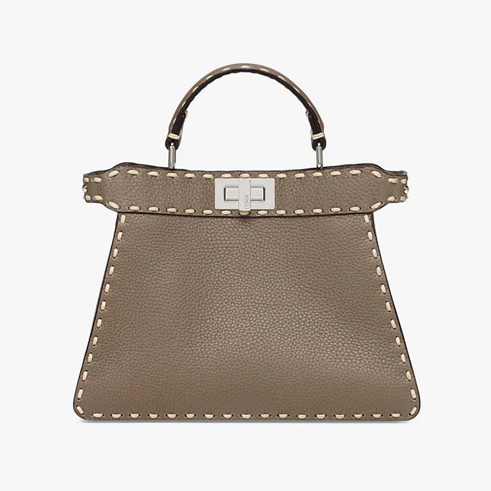 Fendi Peekaboo Iseeu Small Gray Full Grain Leather Bag for Women