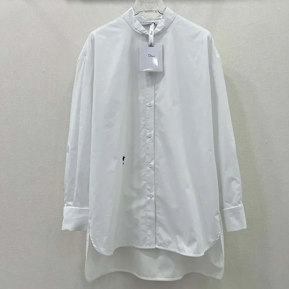Dior Wing-Collar Shirt White Cotton Poplin for Women Dior Wing-Collar Shirt White Cotton Poplin for Women