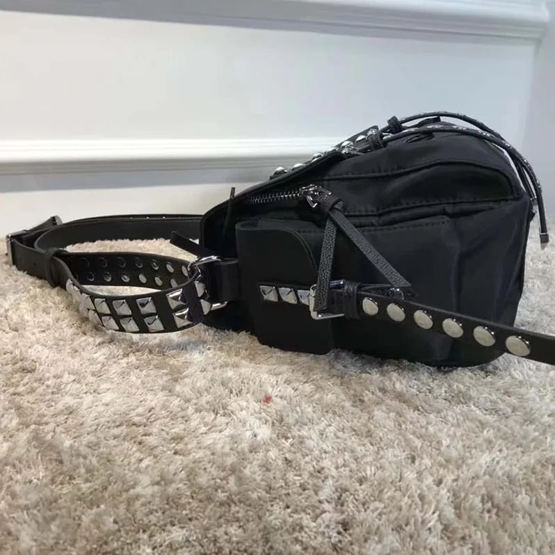 Prada Nylon Shoulder Bag with Calf Leather Trim in Black Prada Nylon Shoulder Bag with Calf Leather Trim in Black