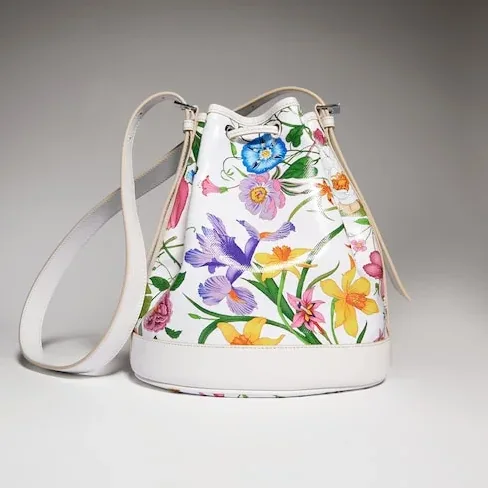 Gucci Venice Small Bucket Bag / White/ Multicolor Gucci Flora Coated Canvas Palladium Hardware