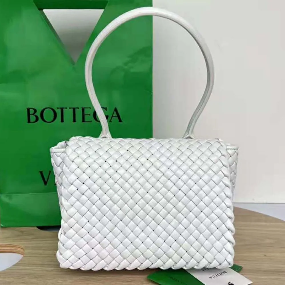 Bottega Veneta Patti Top Handle Bag in Lambskin for Women in White Bottega Veneta Patti Top Handle Bag in Lambskin for Women in White