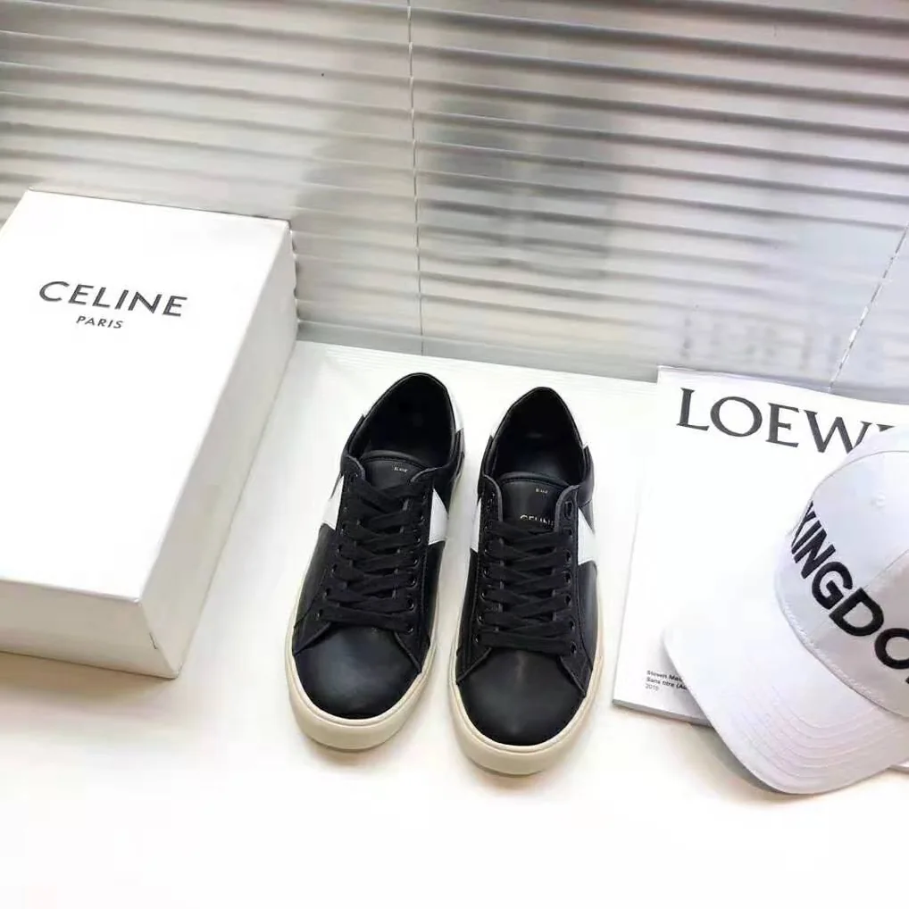 Celine Celine Triomphe Low Lace Up Sneaker Calfskin for Women in Black