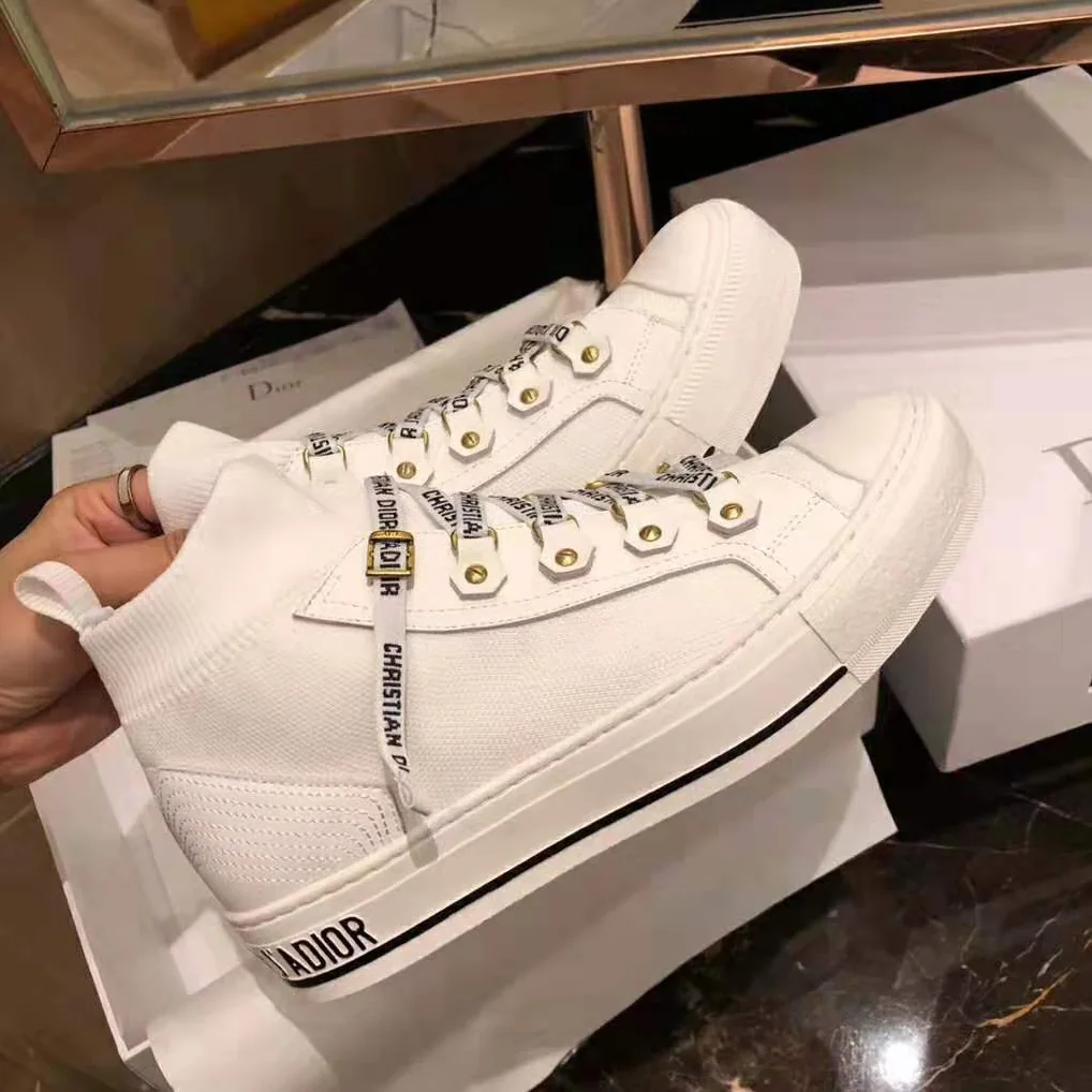 Dior Walk'N'Dior Techincal Knit Mid-Top Sneaker for Women in White Dior Walk'N'Dior Techincal Knit Mid-Top Sneaker for Women in White