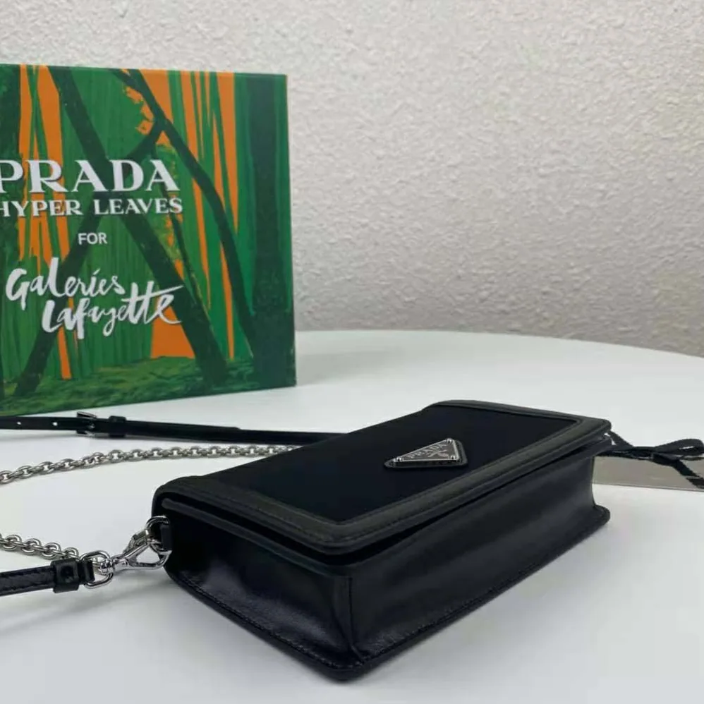 Prada Nylon and Leather Mini-Bag for Women in Black Prada Nylon and Leather Mini-Bag for Women in Black