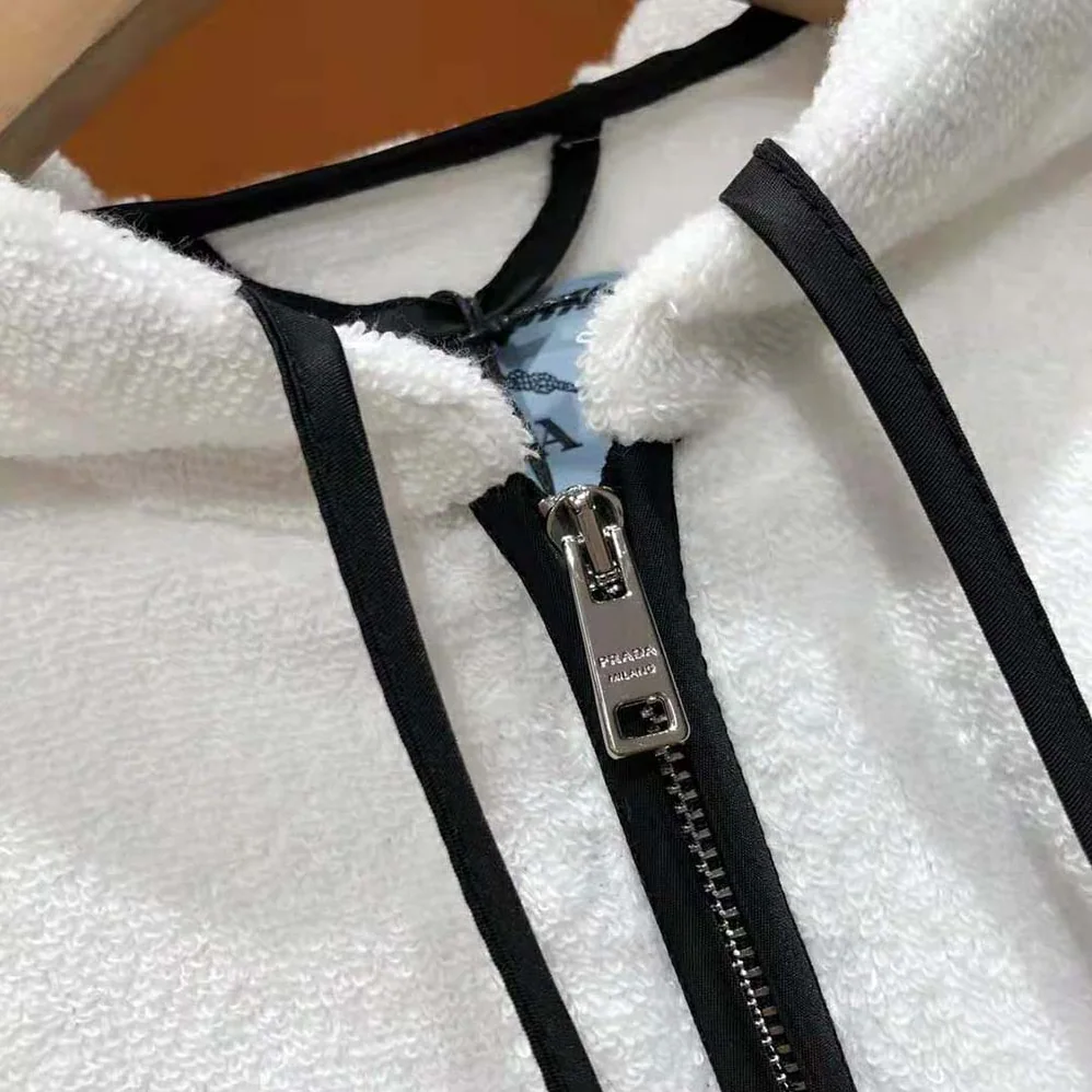 Prada Terry Cloth Hoodie for Women in White Prada Terry Cloth Hoodie for Women in White