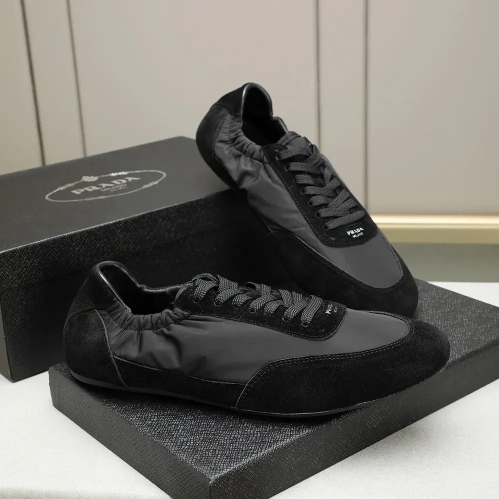 Prada Collapse Re-Nylon and Suede Elasticized Sneakers for Unisex in Black Prada Collapse Re-Nylon and Suede Elasticized Sneakers for Unisex in Black