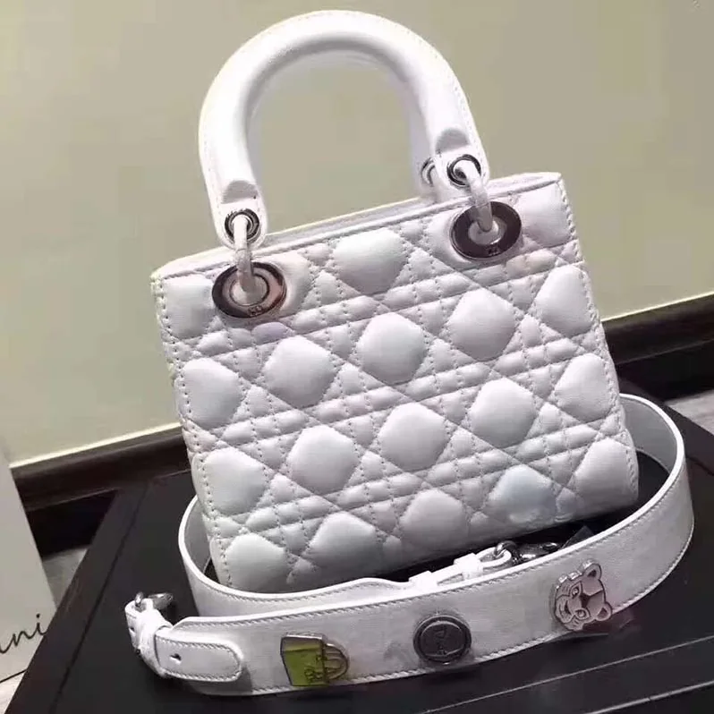 Dior My Lady Dior Bag in Cannage Lambskin in White