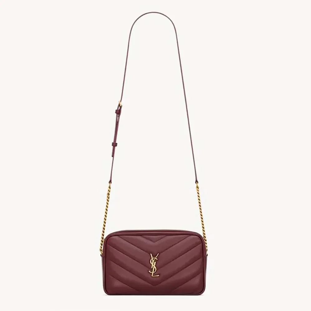 Saint Laurent YSL Loulou Camera Bag In Matelassé Lambskin for Women in Rouge Cabernet Saint Laurent YSL Loulou Camera Bag In Matelassé Lambskin for Women in Rouge Cabernet