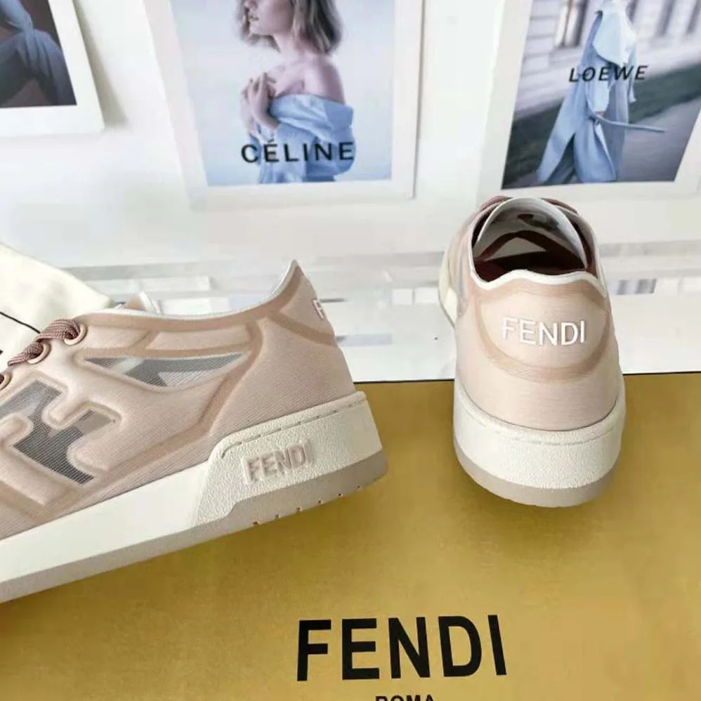 Fendi Match Pink Mesh Low Tops for Unisex