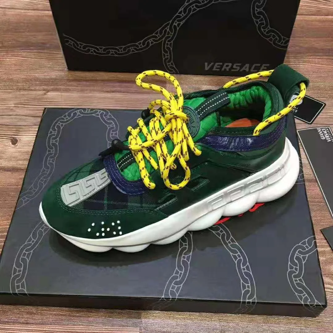 Versace Chain Reaction Sneakers for Men in Green Versace Chain Reaction Sneakers for Men in Green