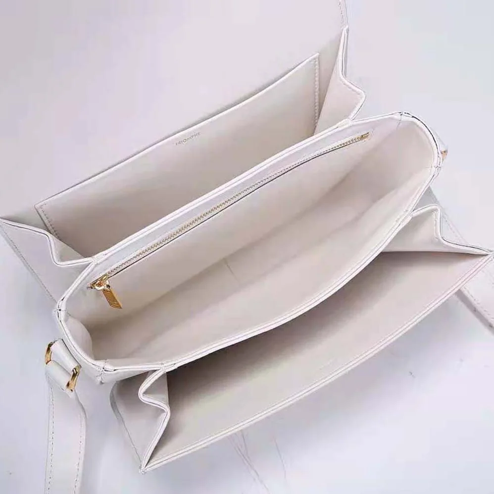 Celine Medium Triomphe Bag in Shiny Calfskin for Women in White Celine Medium Triomphe Bag in Shiny Calfskin for Women in White
