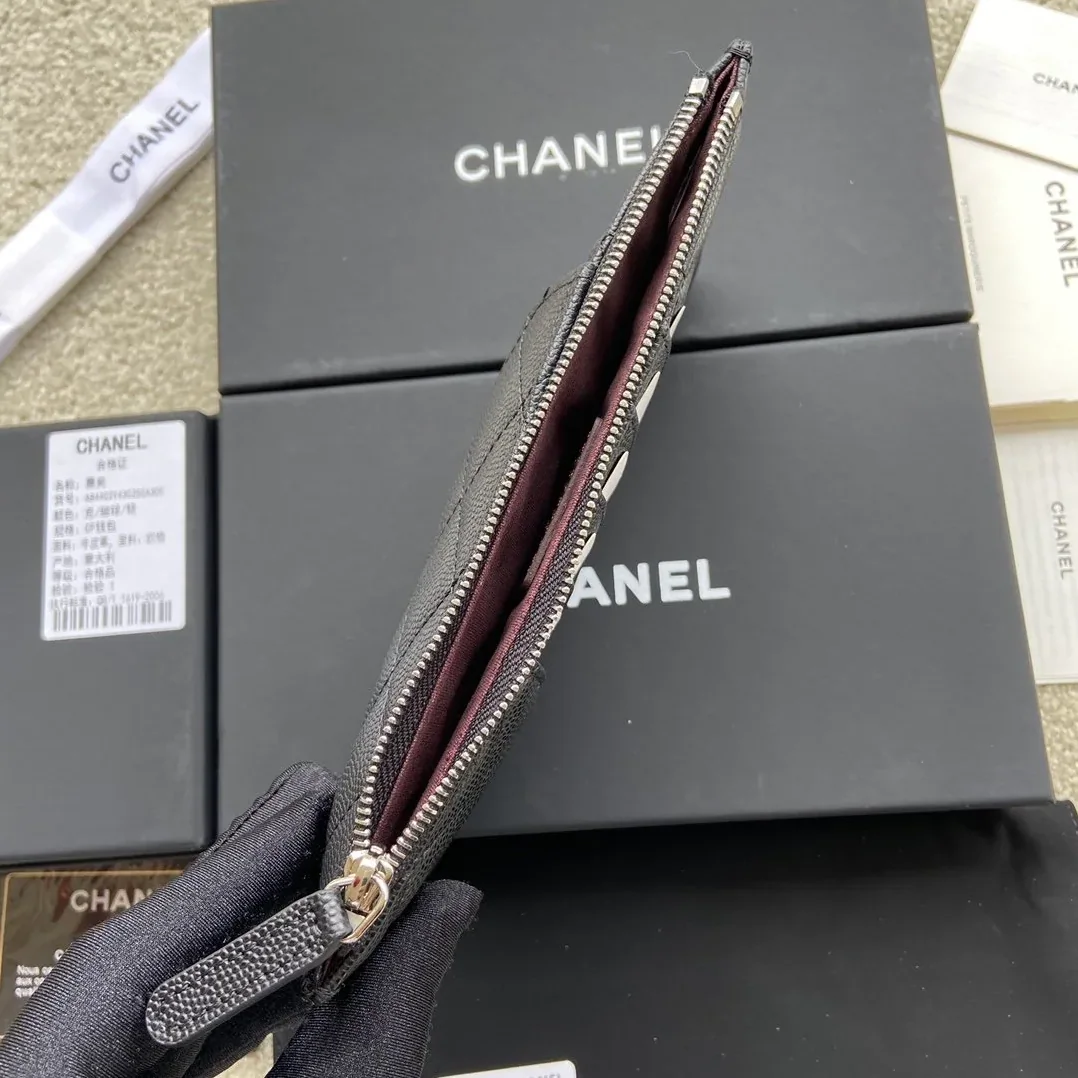Chanel CO-CO Mini Pouch Wallet in Silver Hardware Black