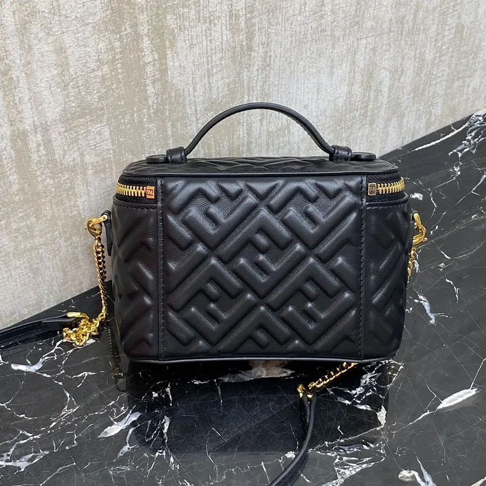 Fendi Vanity Black Nappa Leather Mini for Women in Bag With Ff Motif