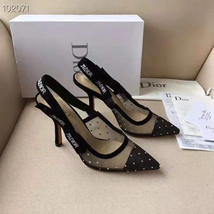 Dior J'adior Slingback Gold-Tone Dotted Swiss 10 cm Heel for Women in Black Dior J'adior Slingback Gold-Tone Dotted Swiss 10 cm Heel for Women in Black