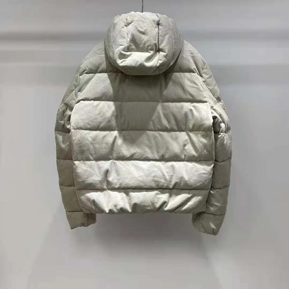 Prada Cropped Corduroy Down Jacket for Men in White Prada Cropped Corduroy Down Jacket for Men in White