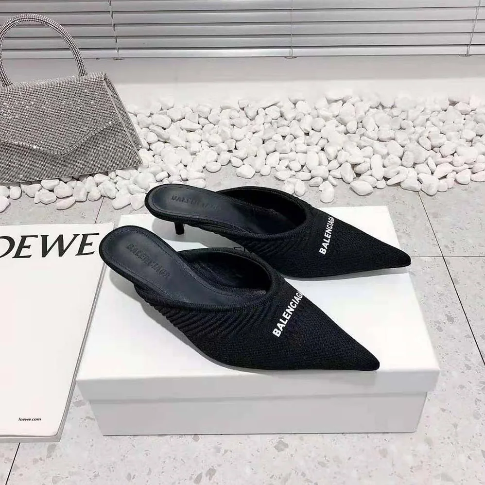 Balenciaga Knife 2 0 40mm Mule in Black and White Textured Recycled Knit for Women
