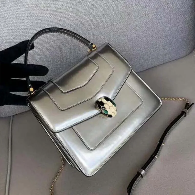 Bvlgari Serpenti Forever Medium Flap Cover Bag in Silver for Women Bvlgari Serpenti Forever Medium Flap Cover Bag in Silver for Women
