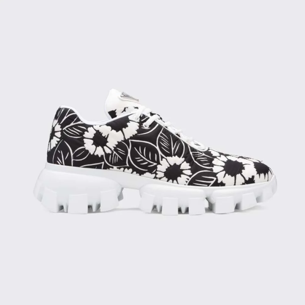 Prada Printed Nylon Sneakers for Women in Black