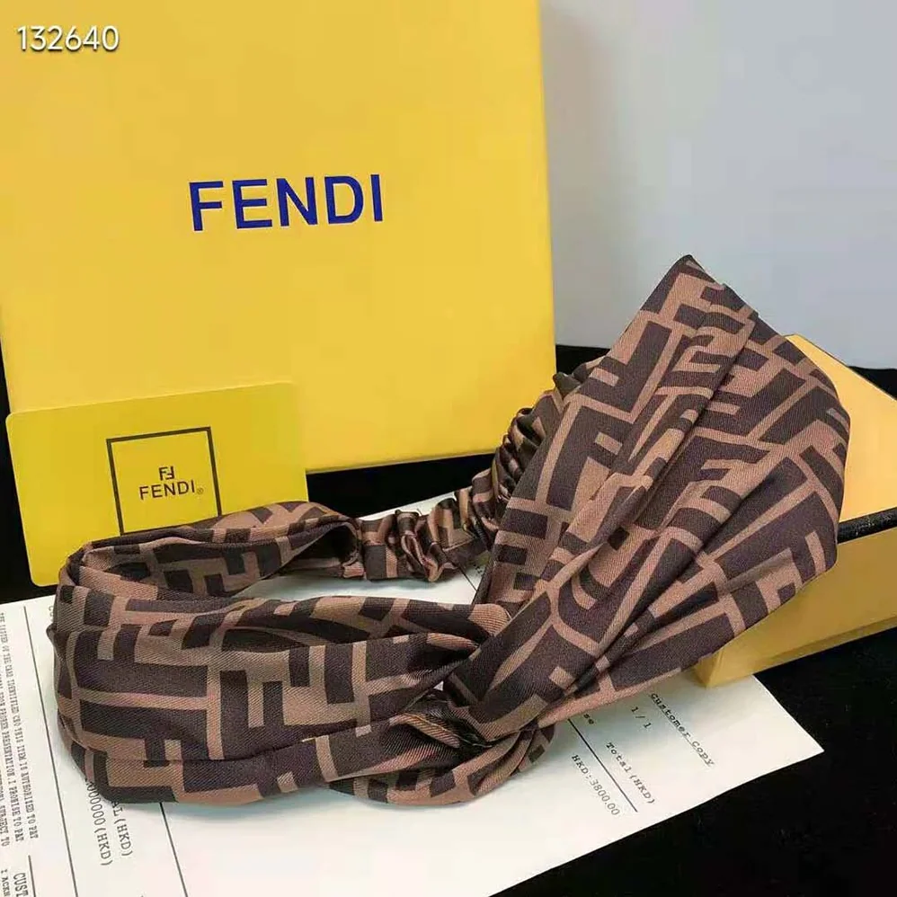 Fendi FF Band FF Band Brown Silk Bandeau Top for Women Fendi FF Band FF Band Brown Silk Bandeau Top for Women