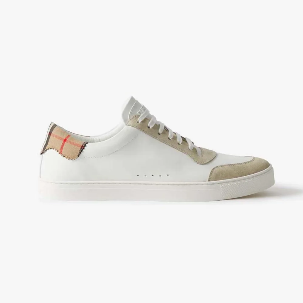 Burberry Leather Suede and Check Cotton Sneakers for Men Burberry Leather Suede and Check Cotton Sneakers for Men