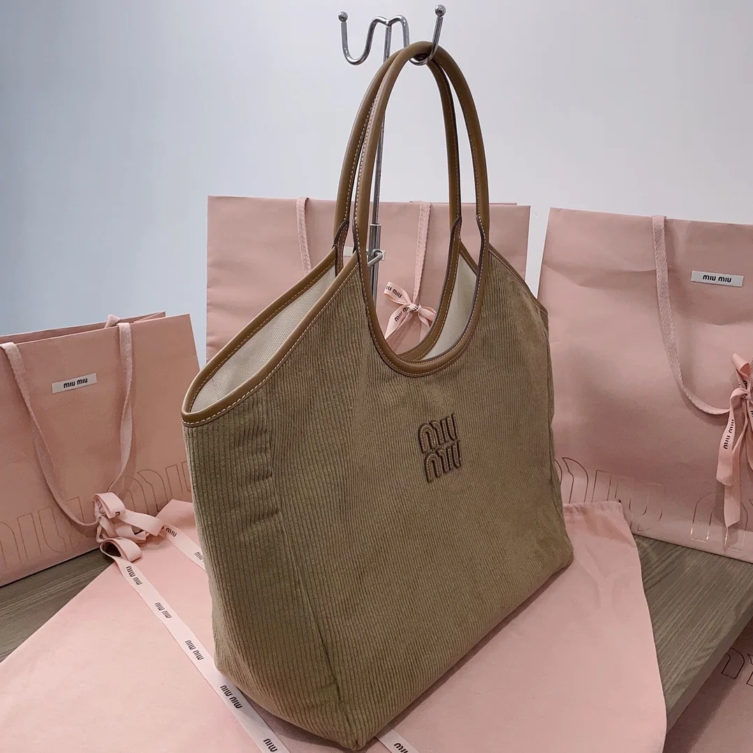 Miu Miu IVY Corduroy Shopping Bag for Women Miu Miu IVY Corduroy Shopping Bag for Women