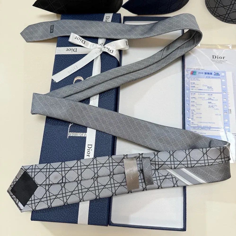 Dior Striped Cannage Tie Gray White and Deep Gray Silk for Men Dior Striped Cannage Tie Gray White and Deep Gray Silk for Men