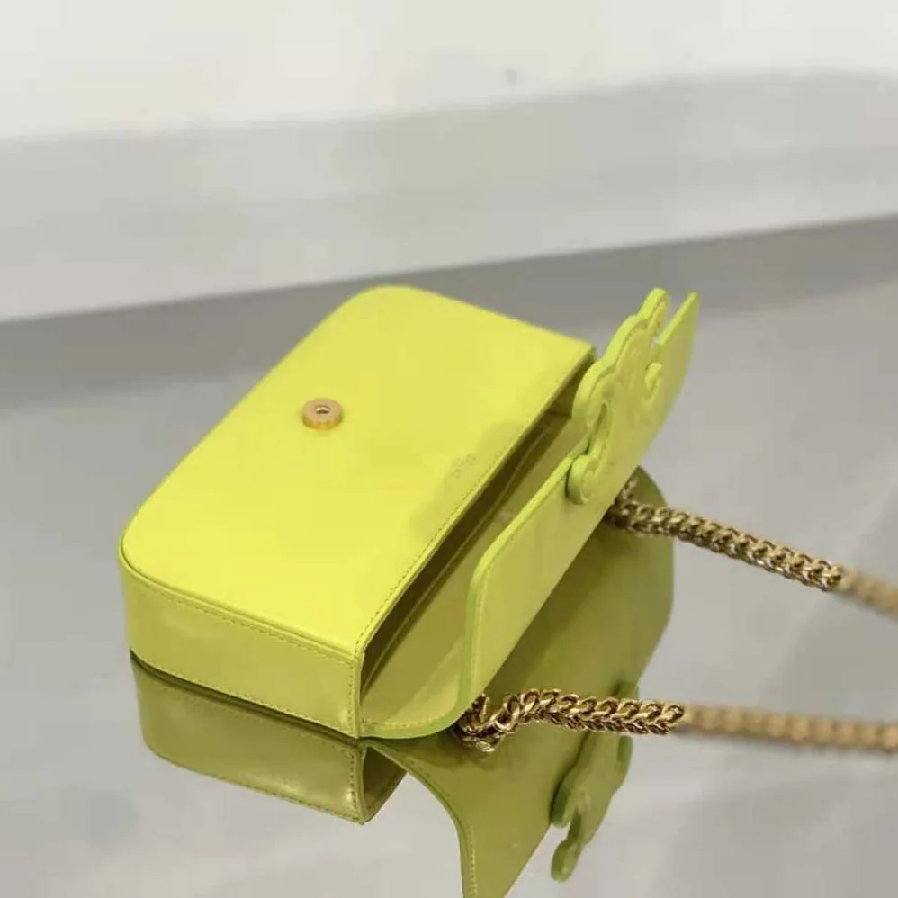 Celine Chain Shoulder Bag Cuir Triomphe in Shiny Calfskin for Women in Yellow Celine Chain Shoulder Bag Cuir Triomphe in Shiny Calfskin for Women in Yellow