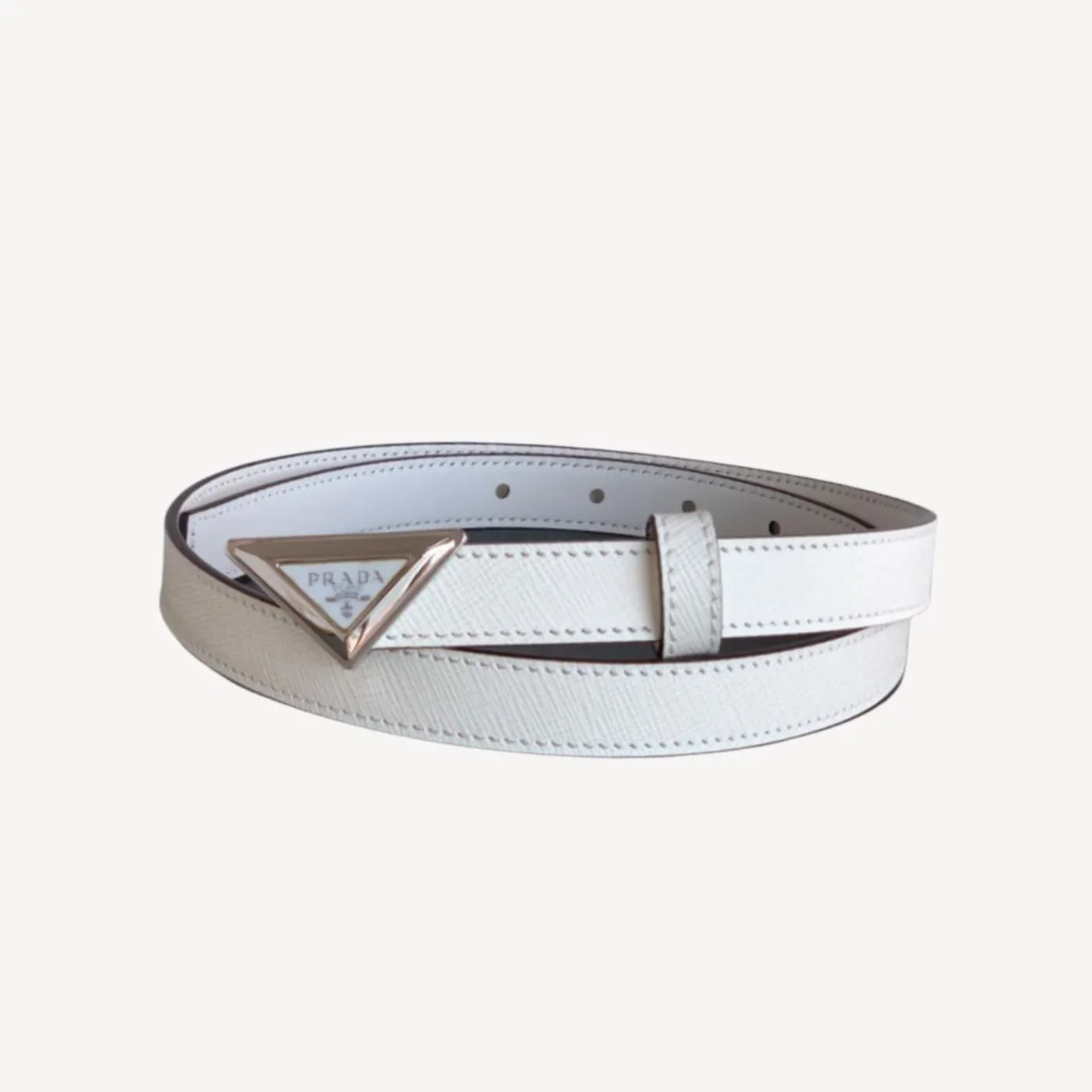 Prada Saffiano Belt White