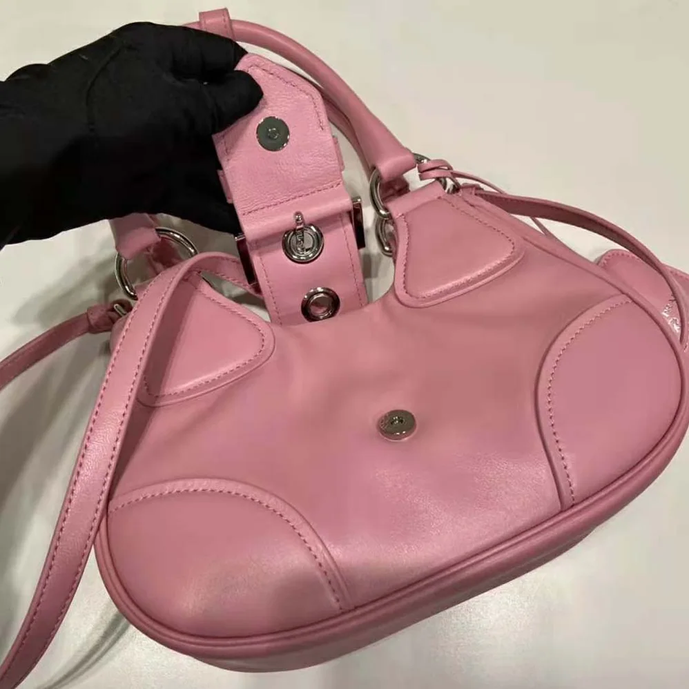 Prada Moon Re-Nylon and Leather Bag for Women in Pink Prada Moon Re-Nylon and Leather Bag for Women in Pink