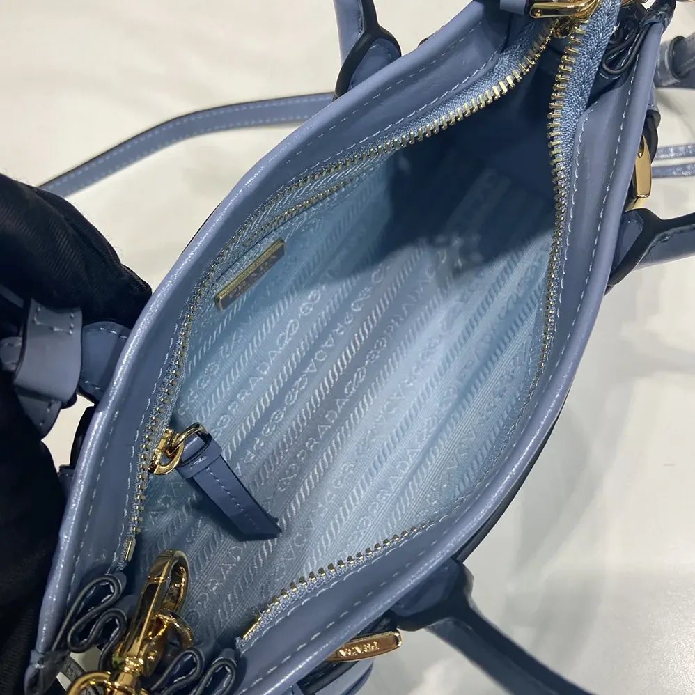 Prada Bonnie Leather Mini Handbag for Women in Light Blue