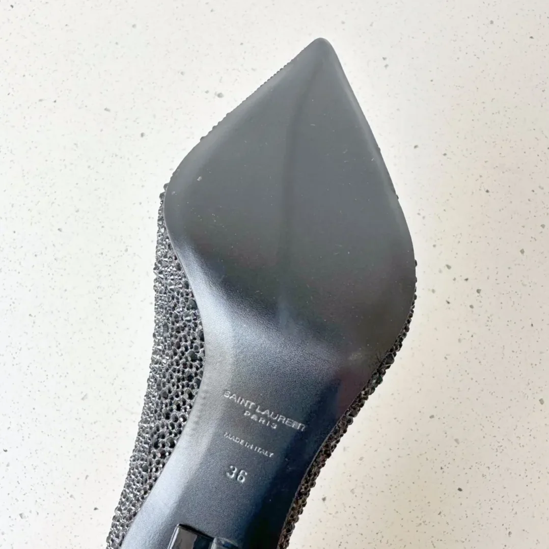 Saint Laurent Opyum Pumps In Rhinestones Black