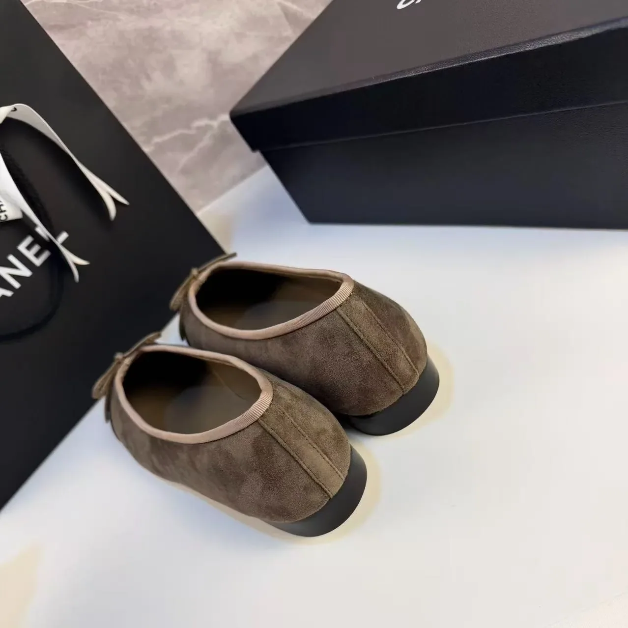 Chanel Ballet Flats Suede Dark Brown