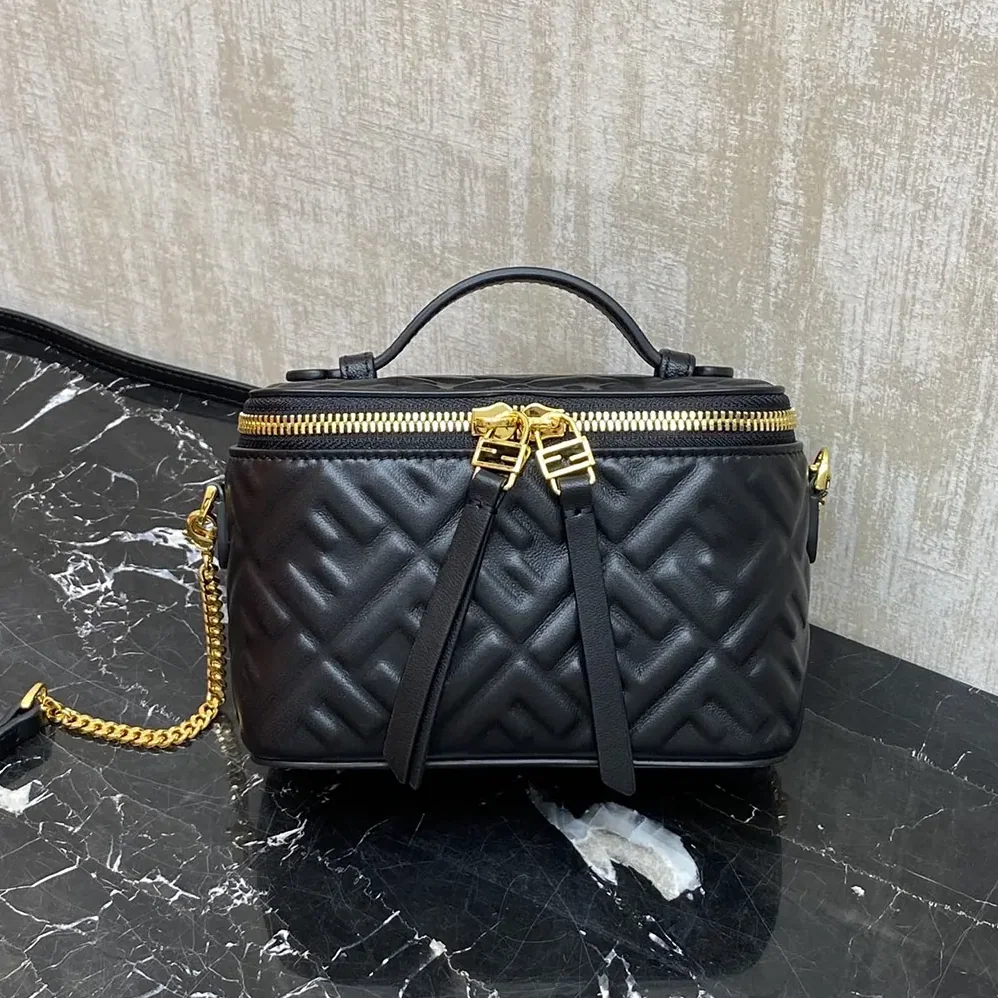 Fendi Vanity Black Nappa Leather Mini for Women in Bag With Ff Motif