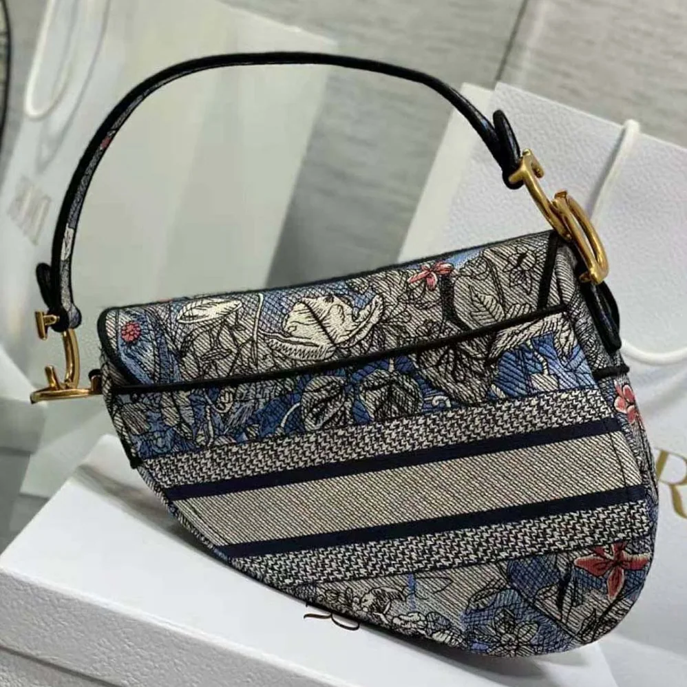 Dior Saddle Bag Denim Multicolor Dior Jardin Magique Embroidery for Women Dior Saddle Bag Denim Multicolor Dior Jardin Magique Embroidery for Women