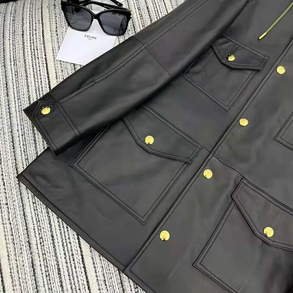 Celine Oversized Parka in Plongé Lambskin for Women Celine Oversized Parka in Plongé Lambskin for Women