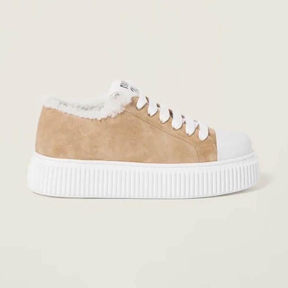 Miu Miu Suede Sneakers EVA Sole with Logo for Women