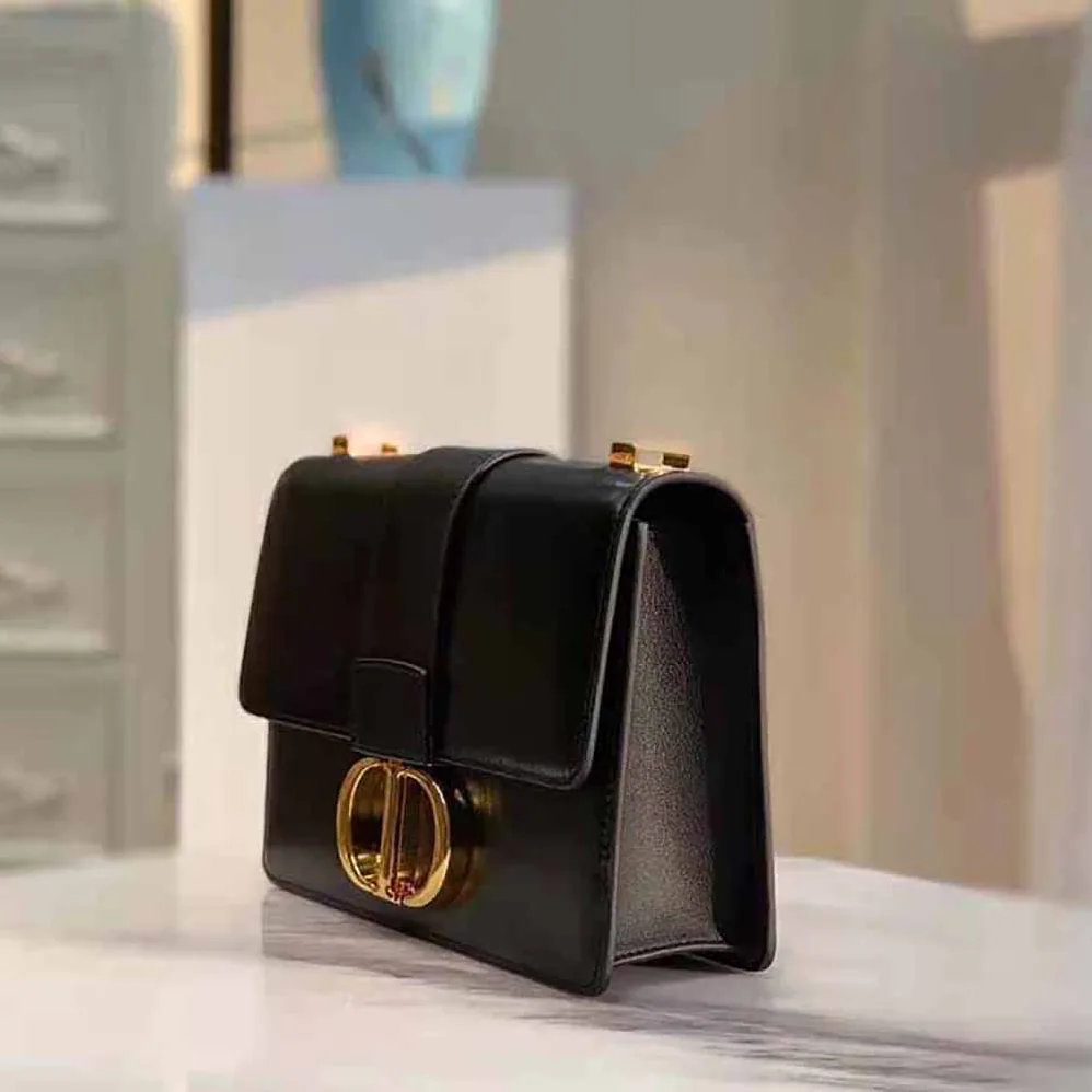 Dior 30 Montaigne Bag Des Vents Box Calfskin for Women in Black