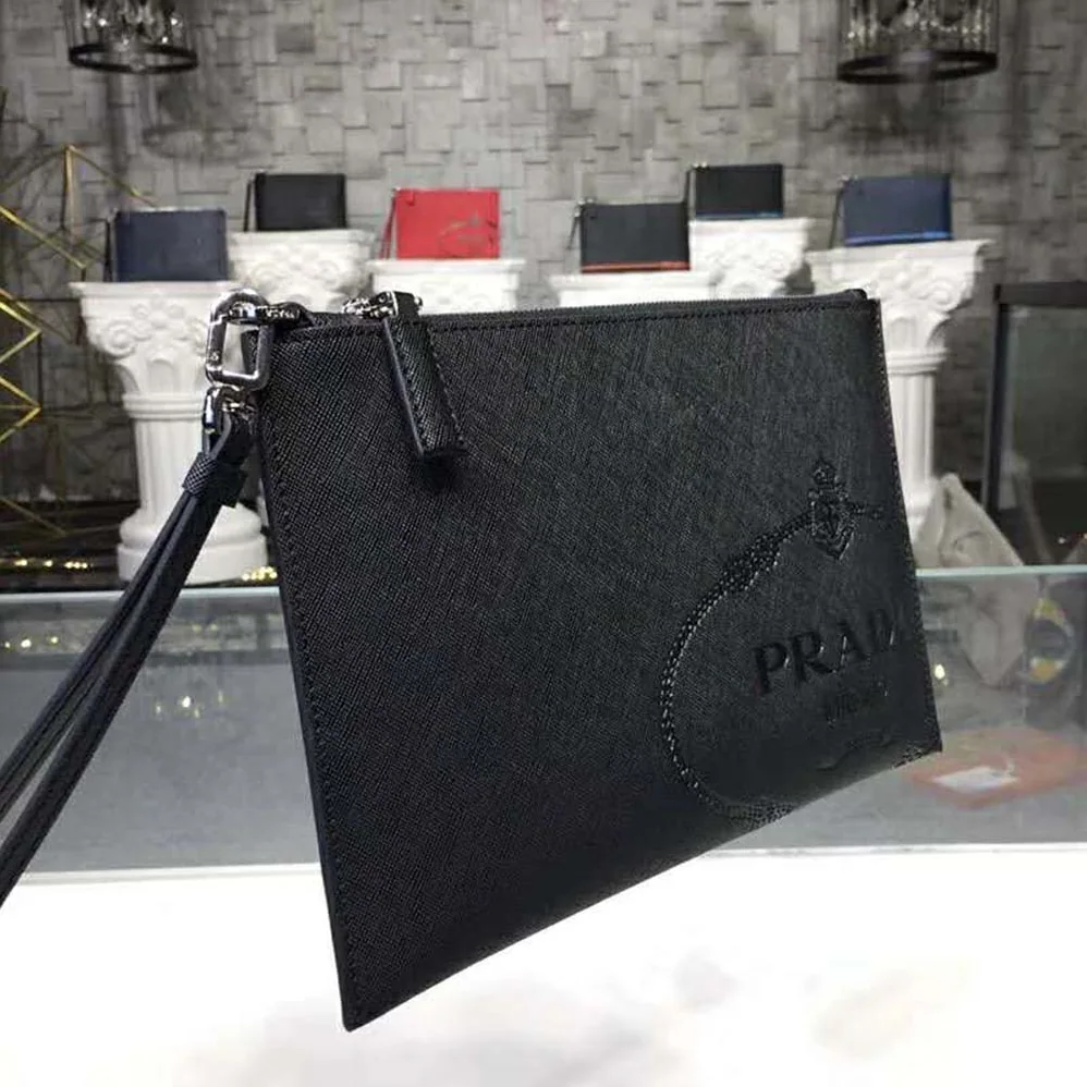 Prada Saffiano Leather Hand Bag for Men in Black Prada Saffiano Leather Hand Bag for Men in Black