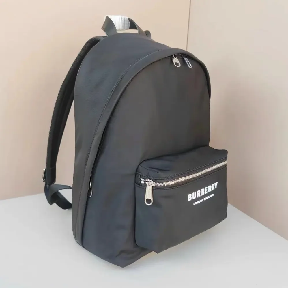 Burberry Logo Print ECONYL Backpack for Men in Black