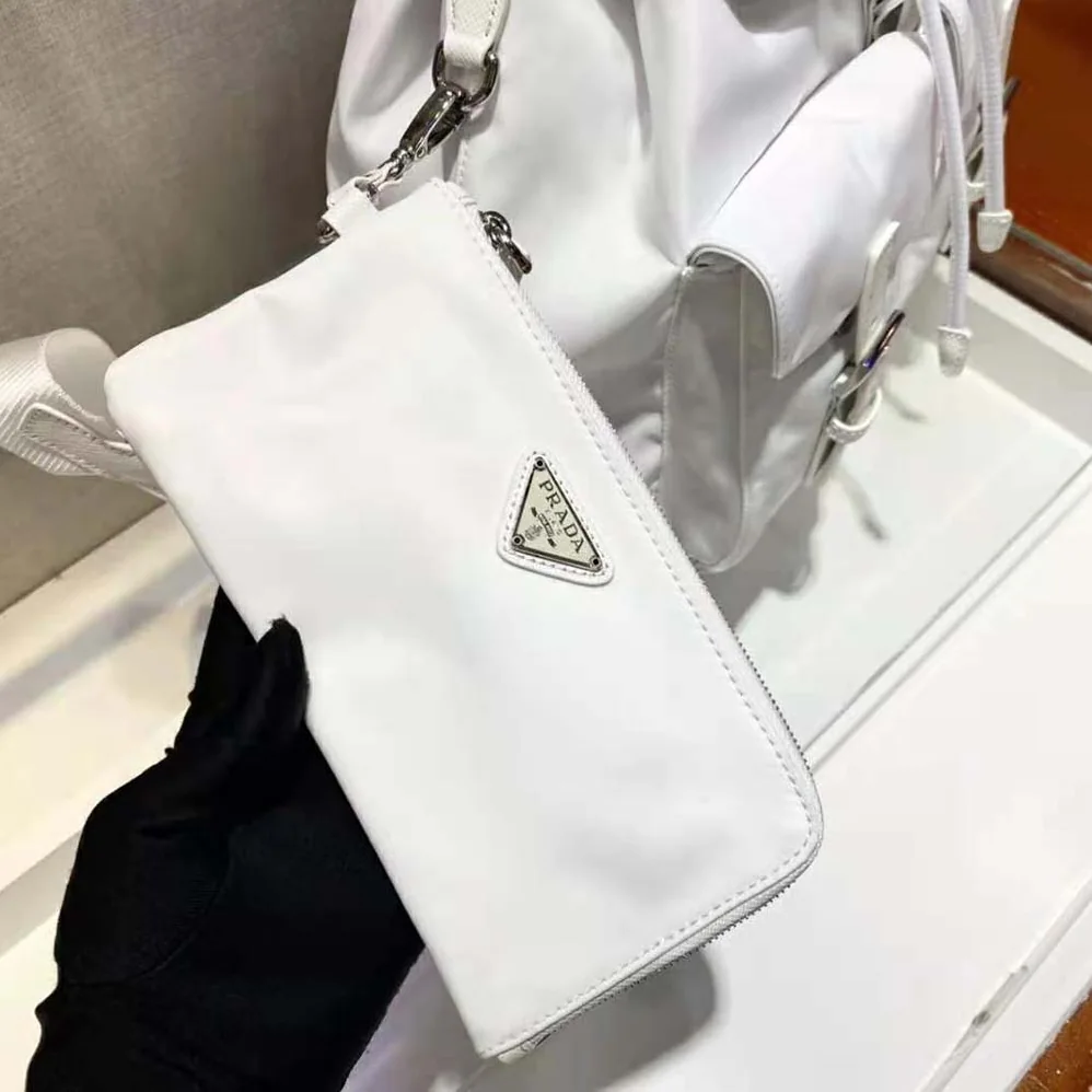 Prada Re-Nylon Medium Backpack for Women in White Prada Re-Nylon Medium Backpack for Women in White