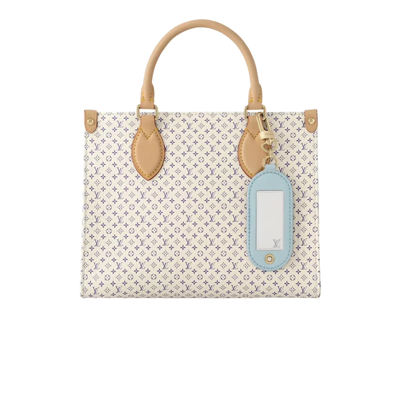 Louis Vuitton OnTheGo PM Tote Bag / Azure Blue/ Sand Gold Hardware