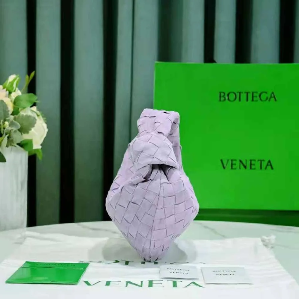 Bottega Veneta Mini Jodie Mini Intrecciato Suede Top Handle Bag for Women in Purple
