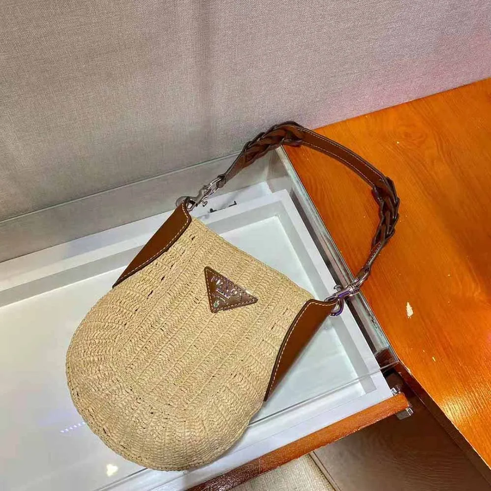 Prada Raffia and Leather Bag for Women Prada Raffia and Leather Bag for Women